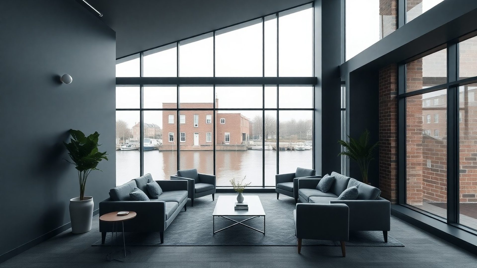 Modern slate-getint adviseurskantoor in Groningen met zacht noordelijk licht